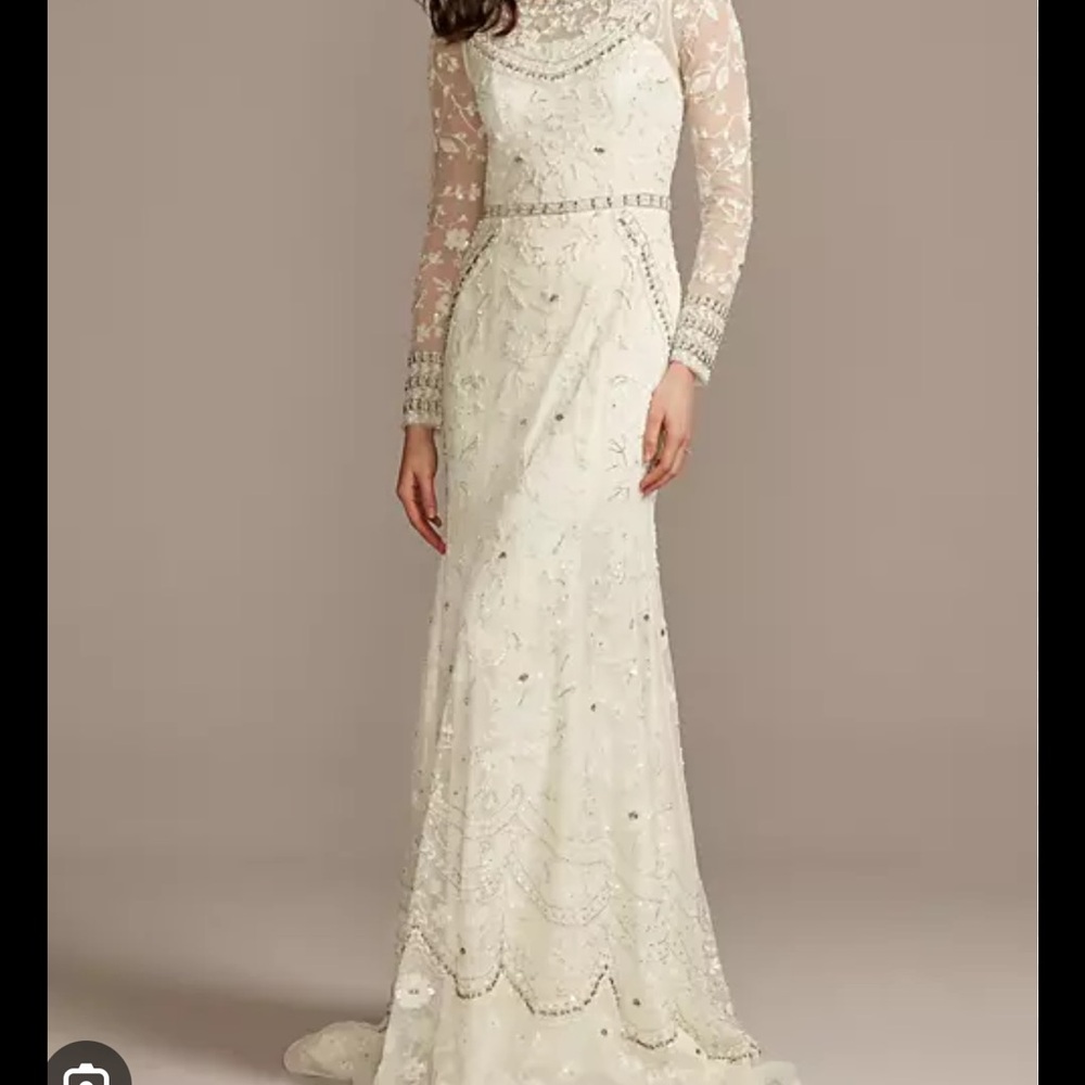 Floral long sleeve wedding dress
